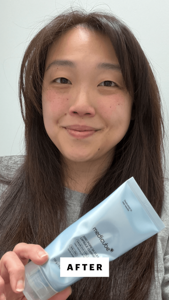Lee after applying the Medicube Zero Pore Capsule Cleansing Foam